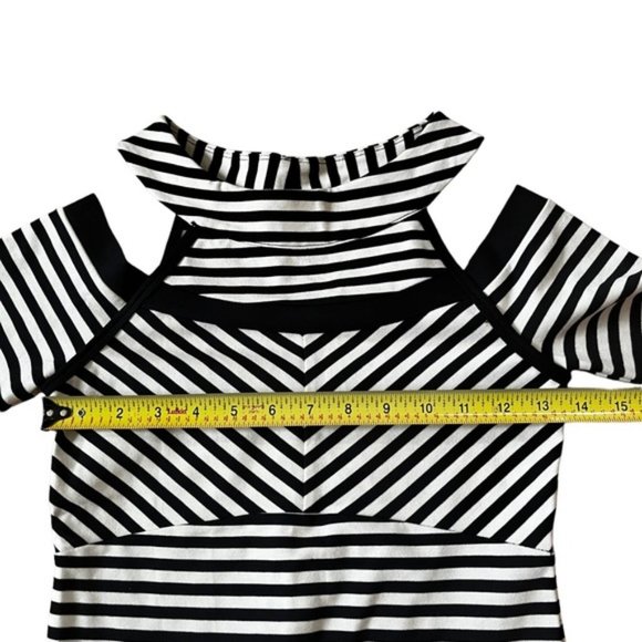 Black and White Striped Bebe Top Size XS - Picture 7 of 8